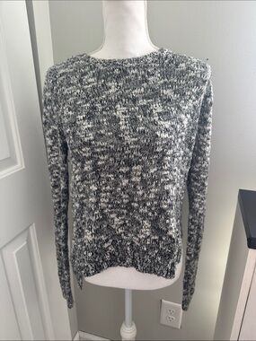 Abercrombie & Fitch Black and White Marled Crewneck Sweater
